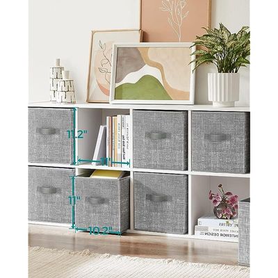Storage Cubes, 11-Inch Non-Woven Fabric Bins with Double Handles, Set of 6, Closet Organizers for Shelves, Foldable, for Clothes, Gray UROB26LG