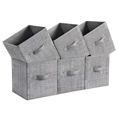 Storage Cubes, 11-Inch Non-Woven Fabric Bins with Double Handles, Set of 6, Closet Organizers for Shelves, Foldable, for Clothes, Gray UROB26LG