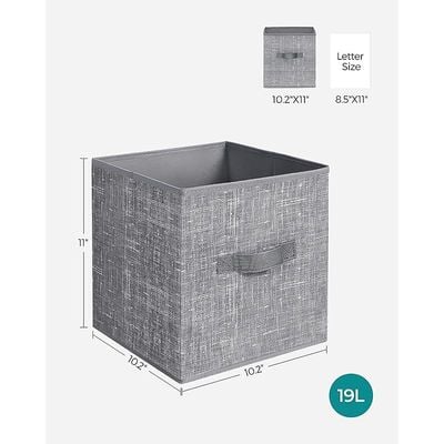 Songmics Storage Cubes, 11-Inch Non-Woven Fabric Bins with Double Handles, Set of 6, Closet Organizers for Shelves, Foldable, for Clothes, Gray UROB26LG by Mahmayi