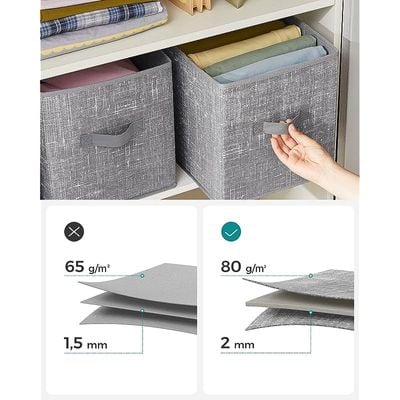 Songmics Storage Cubes, 11-Inch Non-Woven Fabric Bins with Double Handles, Set of 6, Closet Organizers for Shelves, Foldable, for Clothes, Gray UROB26LG by Mahmayi