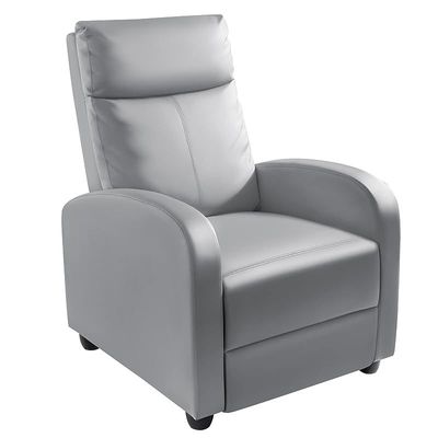 Mahmayi Ultimate Modern Single Recliner PU Leatherite Sofa Padded Seat - Grey 
