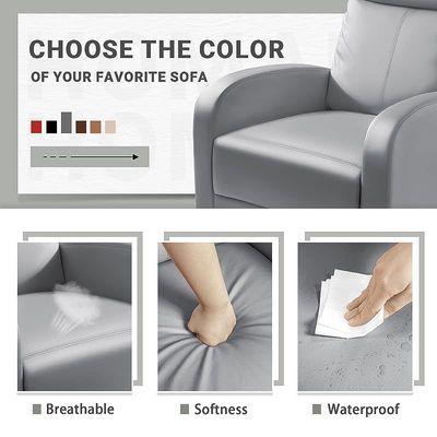 Mahmayi Ultimate Modern Single Recliner PU Leatherite Sofa Padded Seat - Grey 
