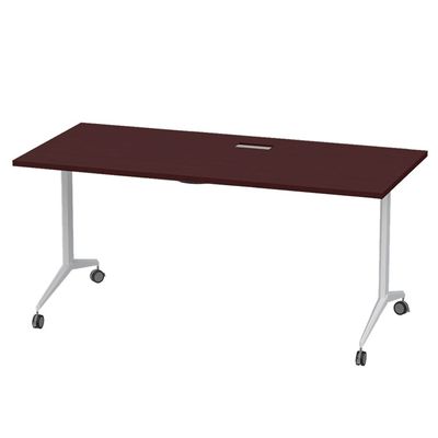 Mahmayi Folde 78-18 Modern Folding Table with Wheels for Easy Mobility - Portable Multipurpose Desk for Home Office, Compact Design with Rolling Wheels for Convenient Transportation and Storage (Apple Cherry, 180cm)