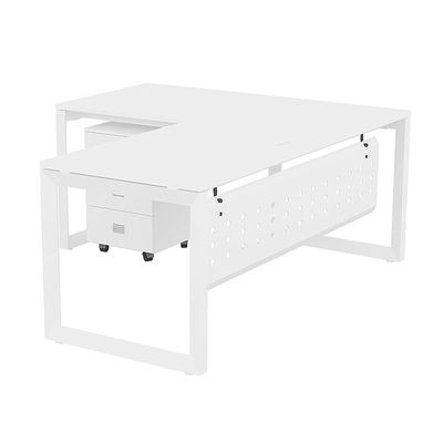 Mahmayi Vorm 136-16L  Modern Workstation Desk with Mobile Drawer for Home Office, Study, and Workstation Use - Stylish and Functional Furniture Solution (L-Shaped, White, 160cm)