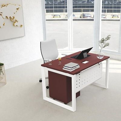 Mahmayi Vorm 136-16 Modern Workstation - Multi-Functional MDF Desk with Smart Cable Management, Secure & Robust - Ideal for Home and Office Use (With Mobile Drawer)(160cm, Apple Cherry)