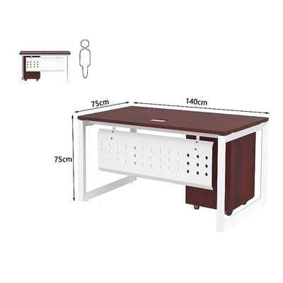 Mahmayi Vorm 136-14 Modern Workstation - Multi-Functional MDF Desk with Smart Cable Management, Secure & Robust - Ideal for Home and Office Use (With Mobile Drawer)(140cm, Apple Cherry)