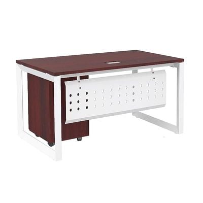 Mahmayi Vorm 136-14 Modern Workstation - Multi-Functional MDF Desk with Smart Cable Management, Secure & Robust - Ideal for Home and Office Use (With Mobile Drawer)(140cm, Apple Cherry)