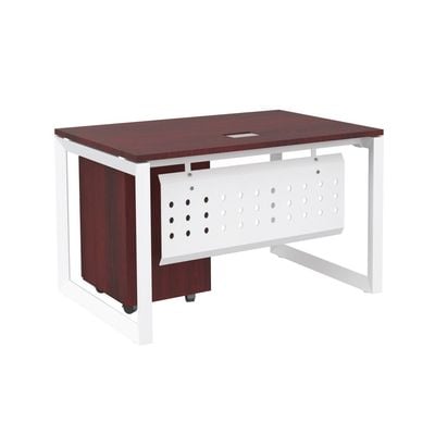 Mahmayi Vorm 136-12 Modern Workstation - Multi-Functional MDF Desk with Smart Cable Management, Secure & Robust - Ideal for Home and Office Use (With Mobile Drawer)(120cm, Apple Cherry)