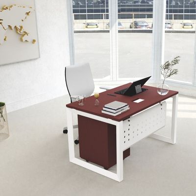 Mahmayi Vorm 136-12 Modern Workstation - Multi-Functional MDF Desk with Smart Cable Management, Secure & Robust - Ideal for Home and Office Use (With Mobile Drawer)(120cm, Apple Cherry)