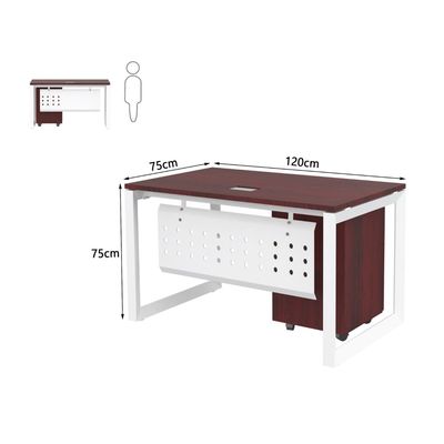 Mahmayi Vorm 136-12 Modern Workstation - Multi-Functional MDF Desk with Smart Cable Management, Secure & Robust - Ideal for Home and Office Use (With Mobile Drawer)(120cm, Apple Cherry)