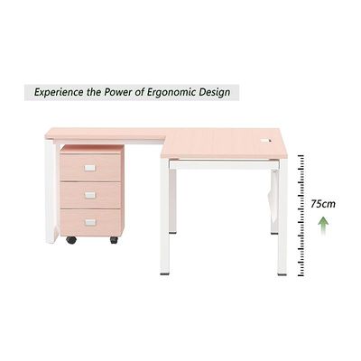 Mahmayi Figura 72-16L L-Shaped Modern Workstation Desk with Mobile Drawer, Computer Desk, Metal Legs with Modesty Panel - Ideal for Home Office, Study, Writing, and Workstation Use (Oak)