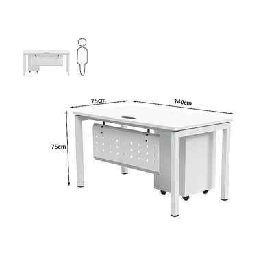 Mahmayi Figura 72-14 مكتب محطة عمل حديث مع درج متحرك - أثاث مكتب أنيق للاستخدام المنزلي أو التجاري - تصميم أنيق للإنتاجية والتنظيم (أبيض، 140 سم)