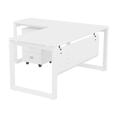 Mahmayi Vorm 136-14L  Modern Workstation Desk with Mobile Drawer for Home Office, Study, and Workstation Use - Stylish and Functional Furniture Solution (L-Shaped, White, 140cm)
