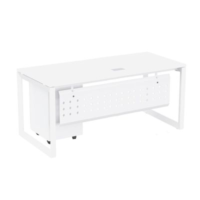 Mahmayi Vorm 136-18 Modern Workstation - Multi-Functional MDF Desk with Smart Cable Management, Secure & Robust - Ideal for Home and Office Use (With Mobile Drawer)(180cm, White)