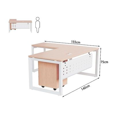 Mahmayi Vorm 136-14L  Modern Workstation Desk with Mobile Drawer for Home Office, Study, and Workstation Use - Stylish and Functional Furniture Solution (L-Shaped, Oak, 140cm)