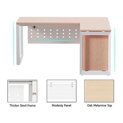 Mahmayi Vorm 136-14L  Modern Workstation Desk with Mobile Drawer for Home Office, Study, and Workstation Use - Stylish and Functional Furniture Solution (L-Shaped, Oak, 140cm)