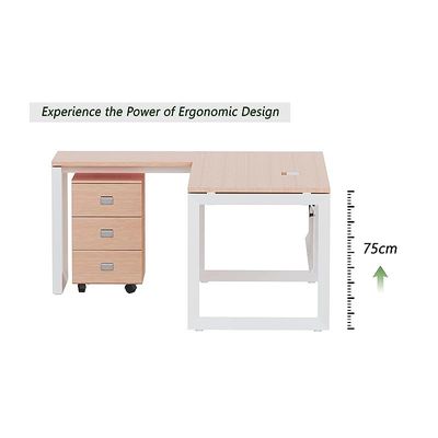 Mahmayi Vorm 136-14L  Modern Workstation Desk with Mobile Drawer for Home Office, Study, and Workstation Use - Stylish and Functional Furniture Solution (L-Shaped, Oak, 140cm)