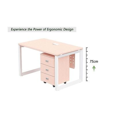 Mahmayi Vorm 136-18 Modern Workstation - Multi-Functional MDF Desk with Smart Cable Management, Secure & Robust - Ideal for Home and Office Use (With Mobile Drawer)(180cm, Oak)