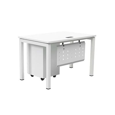 Mahmayi Figura 72-12 Modern Workstation Desk with Mobile Drawer - Stylish Office Furniture for Home or Business Use - Sleek Design for Productivity and Organization (White, 120cm)