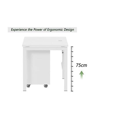 Mahmayi Figura 72-12 Modern Workstation Desk with Mobile Drawer - Stylish Office Furniture for Home or Business Use - Sleek Design for Productivity and Organization (White, 120cm)