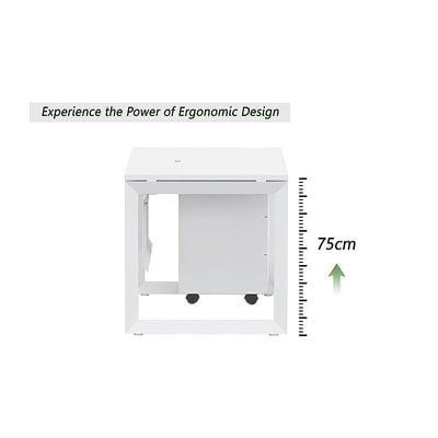 Mahmayi Vorm 136-16 Modern Workstation - Multi-Functional MDF Desk with Smart Cable Management, Secure & Robust - Ideal for Home and Office Use (With Mobile Drawer)(160cm, White)