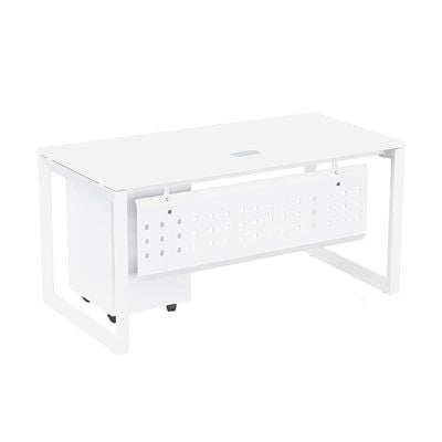 Mahmayi Vorm 136-16 Modern Workstation - Multi-Functional MDF Desk with Smart Cable Management, Secure & Robust - Ideal for Home and Office Use (With Mobile Drawer)(160cm, White)