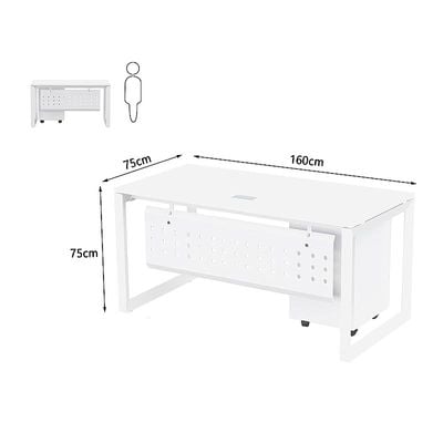 Mahmayi Vorm 136-16 Modern Workstation - Multi-Functional MDF Desk with Smart Cable Management, Secure & Robust - Ideal for Home and Office Use (With Mobile Drawer)(160cm, White)