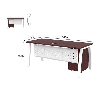 Mahmayi Bentuk 139-18 Modern Workstation Desk with Mobile Drawer, Wire Management, Metal Legs & Modesty Panel - Ideal Computer Desk for Home Office Organization and Efficiency (Apple Cherry)