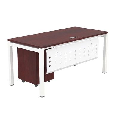 Mahmayi Figura 72-16 Modern Workstation Desk with Mobile Drawer - Stylish Office Furniture for Home or Business Use - Sleek Design for Productivity and Organization (Apple Cherry, 160cm)