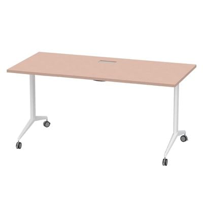 Mahmayi Folde 78-16 Modern Folding Table with Wheels for Easy Mobility - Portable Multipurpose Desk for Home Office, Compact Design with Rolling Wheels for Convenient Transportation and Storage (Oak, 160cm)