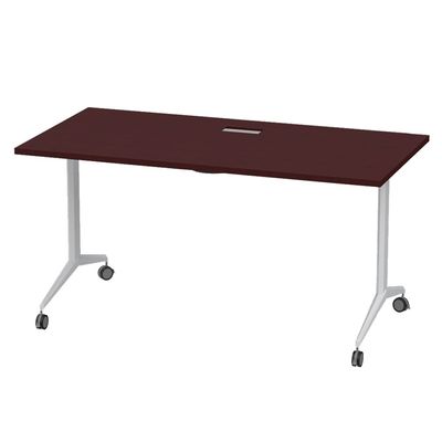 Mahmayi Folde 78-16 Modern Folding Table with Wheels for Easy Mobility - Portable Multipurpose Desk for Home Office, Compact Design with Rolling Wheels for Convenient Transportation and Storage (Apple Cherry, 160cm)