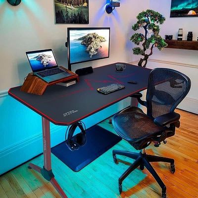 ContraGaming by Gaming Table MY 1160 Red RGB Lighting with Gamepad Holder USB Holder Cable Management with Carbon Fiber Top with AM K5 Pro Headset Combo