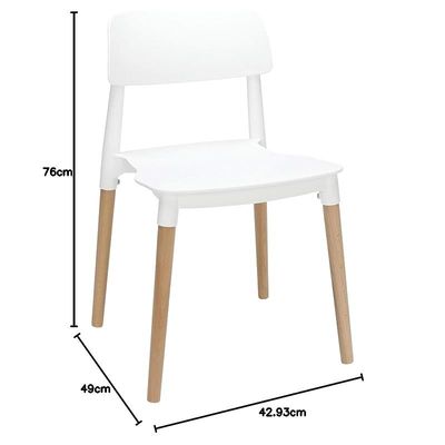 Mahmayi TJ HYL-088 PP Chair with Wooden Legs for Indoor, Outdoor & Dining Chair - White