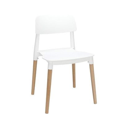 Mahmayi TJ HYL-088 PP Chair with Wooden Legs for Indoor, Outdoor & Dining Chair - White