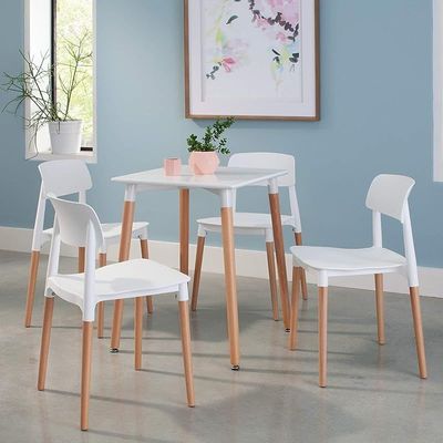 Mahmayi TJ HYL-088 PP Chair with Wooden Legs for Indoor, Outdoor & Dining Chair - White