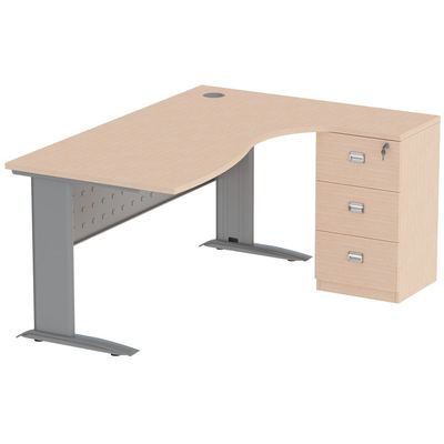 Stazion Modern Office Workstation Desk (160cm, Oak)