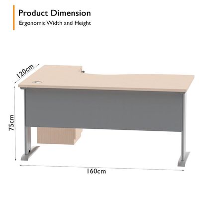 Stazion Modern Office Workstation Desk (160cm, Oak)