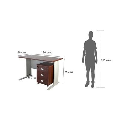 Stazion 1260 Modern Office Desk With Drawers (120Cm) (With Drawers, Apple Cherry)