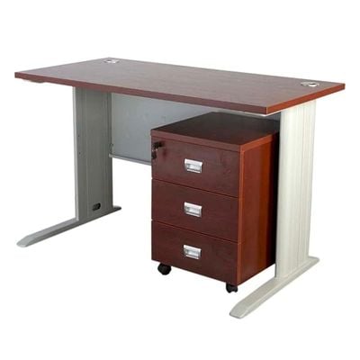 Stazion 1260 Modern Office Desk With Drawers (120Cm) (With Drawers, Apple Cherry)