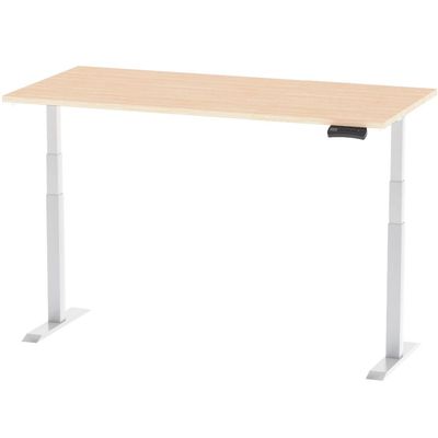 Mahmayi Flexispot Standing Desk Dual Motor 3 Stages Electric Stand Up Desk 120cmx60cm Height Adjustable Desk Home Office Desk White Frame - Oak