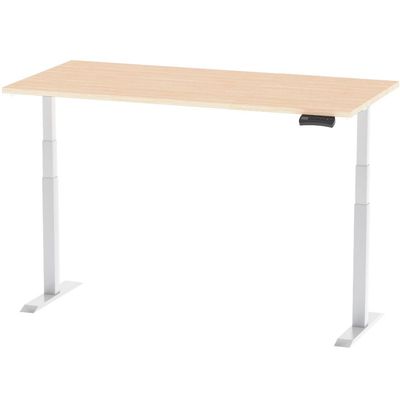 Flexispot Standing Desk Dual Motor 3 Stages Electric Stand Up Desk 120cmx75cm Height Adjustable Desk Home Office Desk White Frame + Oak Desktop