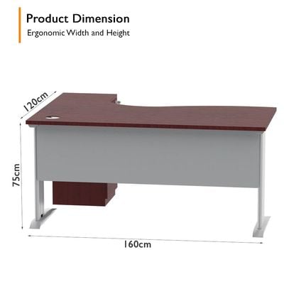 Stazion Modern Office Workstation Desk (160cm, Apple Cherry)