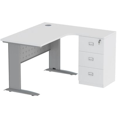 Stazion Modern Office Workstation Desk (120cm, White)