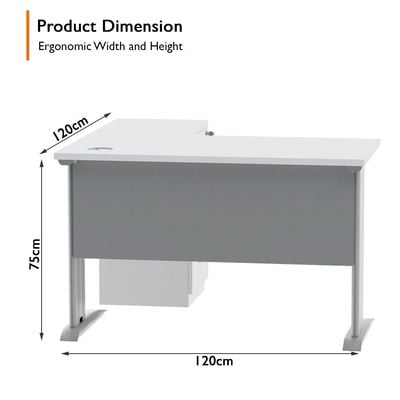 Stazion Modern Office Workstation Desk (120cm, White)