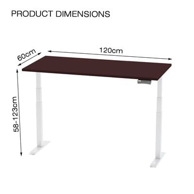 Mahmayi Flexispot Standing Desk Dual Motor 3 Stages Electric Stand Up Desk 120cmx60cm Height Adjustable Desk Home Office Desk White Frame - Apple Cherry