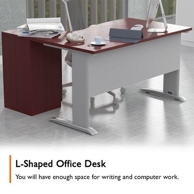 Stazion Modern Office Workstation Desk (140cm, Apple Cherry)