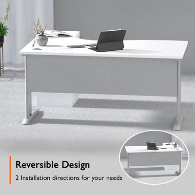 Stazion Modern Office Workstation Desk (160cm, White)