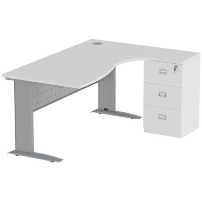 Stazion Modern Office Workstation Desk (160cm, White)