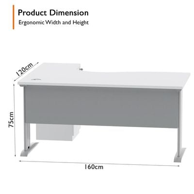 Stazion Modern Office Workstation Desk (160cm, White)