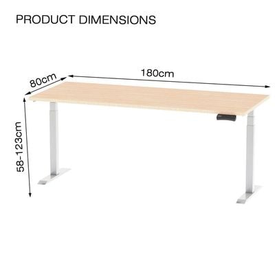 Mahmayi Flexispot Standing Desk Dual Motor 3 Stages Electric Stand Up Desk 180cmx80cm Height Adjustable Desk Home Office Desk White Frame - Oak